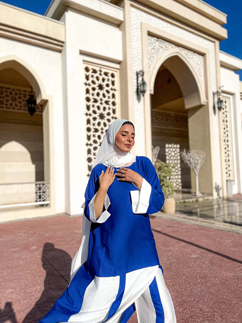 abaya with pants blue