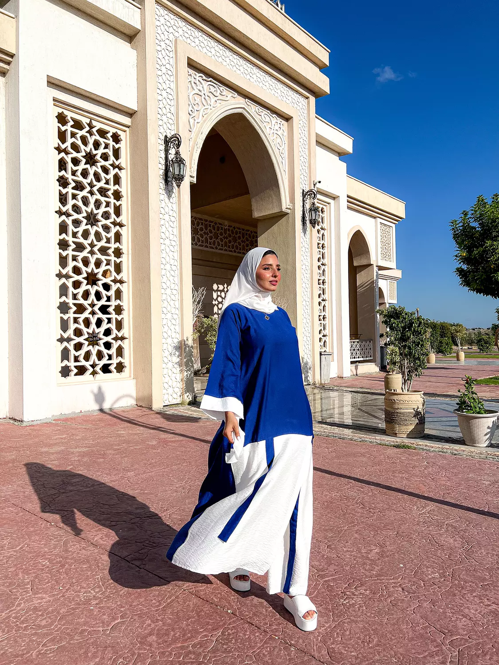 abaya with pants blue